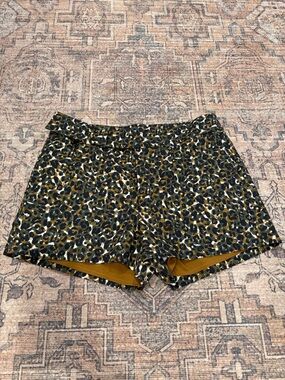 Marie Oliver Leopard-Print High Waist Shorts with Mustard Lining